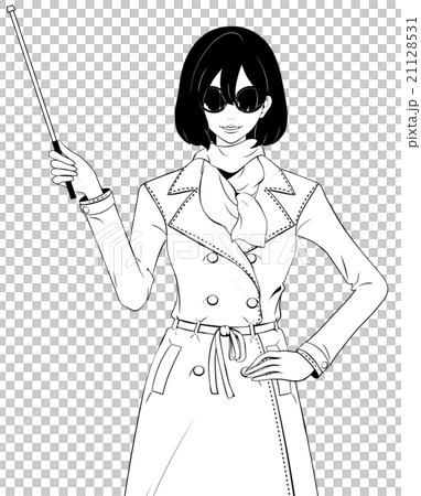 Lady with pointer / trench coat and sunglasses / smile 21128531