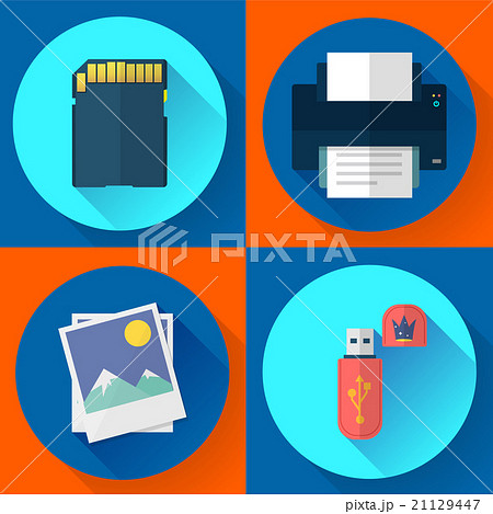 set vector computer icons of photo print 21129447