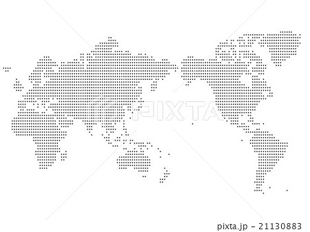 世界地図 ドット イラスト 黒 グラデーション 日本中心 のイラスト素材