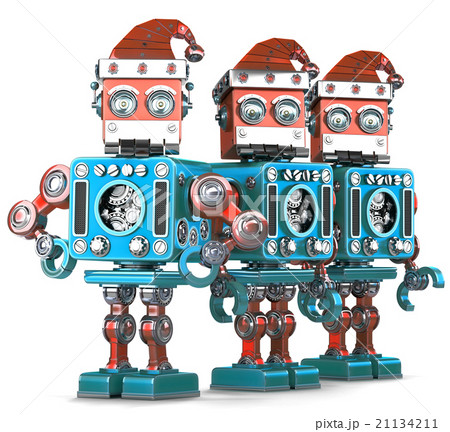 Group of Santa Robots. Christmas concept. Isolated Group of Santa Robots. Christmas concept. Isolated 21134211