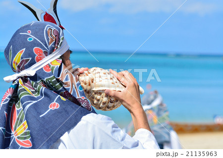 西表島　節祭　ホラ貝 21135963