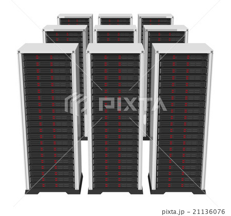 サーバー横置きラック型のイラスト素材