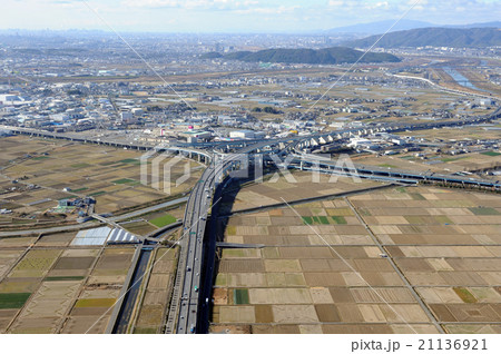 久御山ジャンクションを空撮 久御山ジャンクションを空撮 21136921