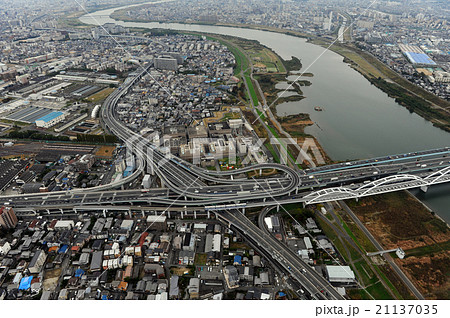 阪神高速守口ジャンクションを空撮 21137035