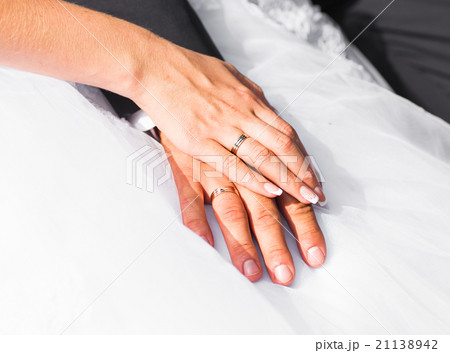bride and groom's arms with rings 21138942