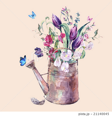 Vintage Sweet Peas, Tulips and Butterflies in the 21140045