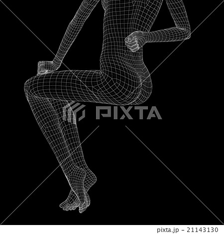 女性の体　腰痛　ワイヤーフレーム　perming3DCG　イラスト素材　素材 21143130