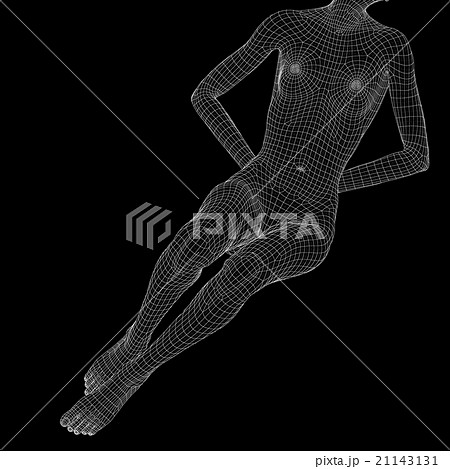 女性の体　ワイヤーフレーム　perming3DCG　イラスト素材　素材 21143131