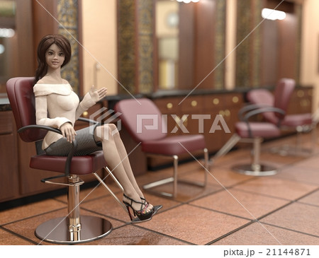 美容室の女性モデル　perming3DCGイラスト素材　 21144871