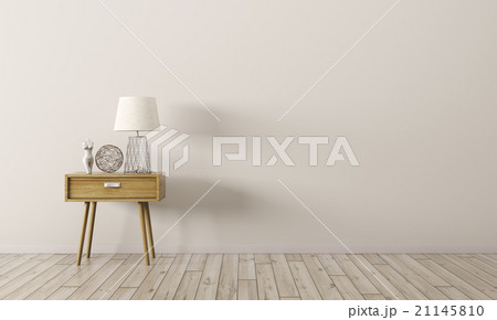 Interior with wooden side table 3d render Interior with wooden side table 3d render 21145810
