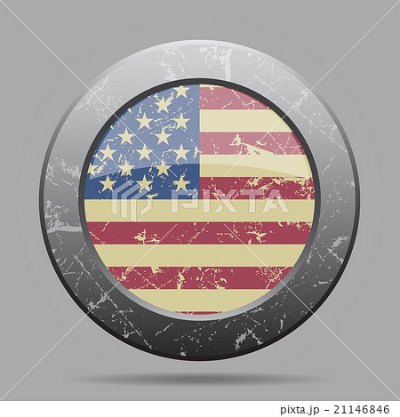 vintage metal button with flag of USA - grunge 21146846