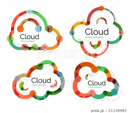 Set of flat linear design cloud logos Set of flat linear design cloud logos 21148985