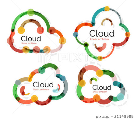 Set of flat linear design cloud logos 21148989