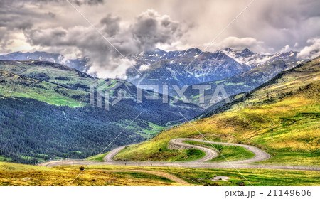 View of Port d'Envalira (2408 m) mountain pass in View of Port d'Envalira (2408 m) mountain pass in 21149606
