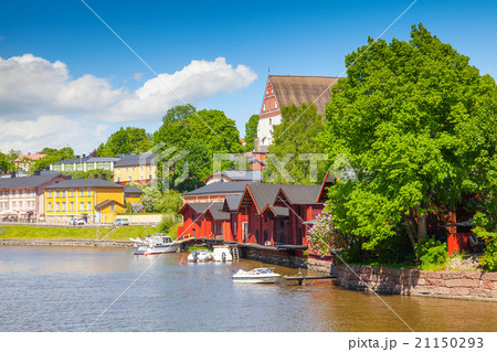 Red houses of historical Finnish town Porvoo 21150293