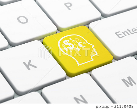 Advertising concept: Head With Finance Symbol on 21150408