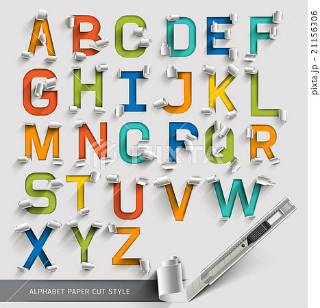 Alphabet paper cut colorful font style. 21156306