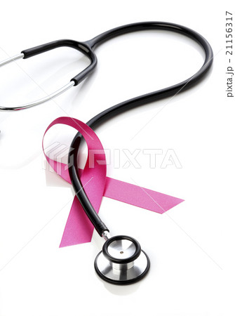 医療イメージ/聴診器とピンクリボン 21156317