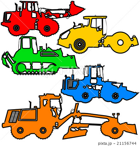 Set color silhouettes road construction equipmen Set color silhouettes road construction equipmen 21156744