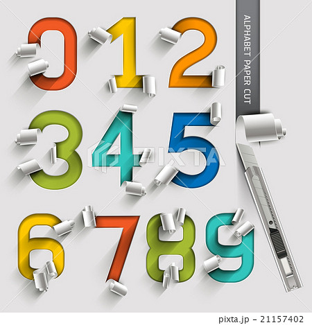 Alphabet number paper cut colorful font style. Alphabet number paper cut colorful font style. 21157402