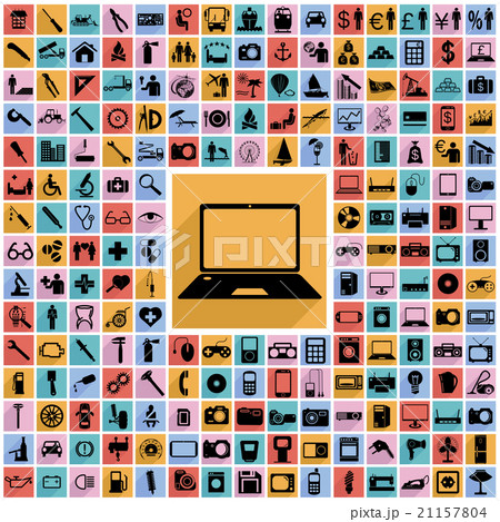 Collection flat icons with long shadow. symbols Collection flat icons with long shadow. symbols 21157804