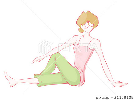 ストレッチ 下半身 足 腰 お尻 画像イラスト 女性のイラスト素材