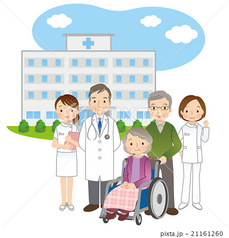 病院 医師 高齢者 医療イメージのイラスト素材