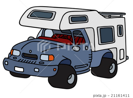 Small Truck With A Camper Shellのイラスト素材