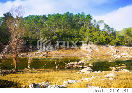 Landscape with mountains river in sunny day. Muga 21164441