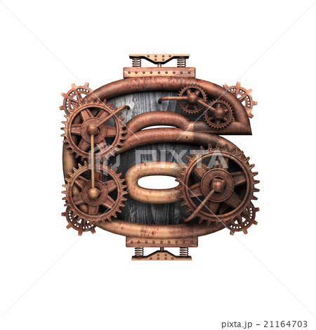 6 isolated rusted letter with gears on white 6 isolated rusted letter with gears on white 21164703