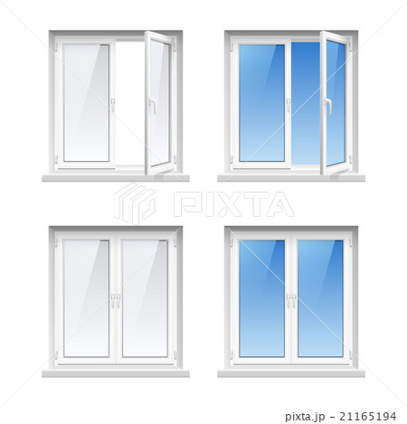 Plastic Window Frames 4 Realistic Icons Set  21165194