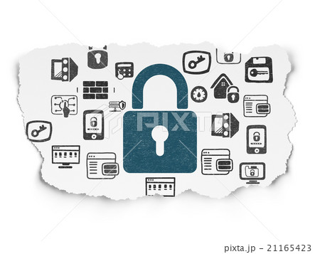 Protection concept: Closed Padlock on Torn Paper 21165423