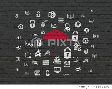 Security concept: Umbrella on wall background 21165489