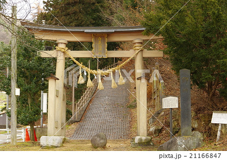 信州 松本の文化財 千鹿頭神社 千鹿頭社 参道鳥居 横の写真素材