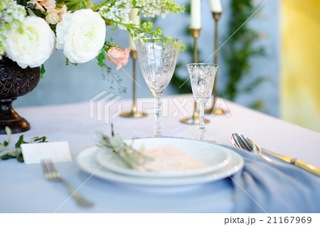 Table set for wedding reception Table set for wedding reception 21167969