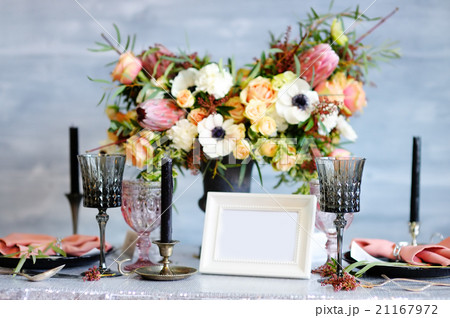 Table set for wedding reception Table set for wedding reception 21167972