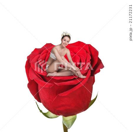 Woman on red rose 21172231