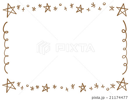 おしゃれな手書きペン画風 シンプルな星 キラキラのフレーム コピースペース 透過png 白背景のイラスト素材 21174477 Pixta