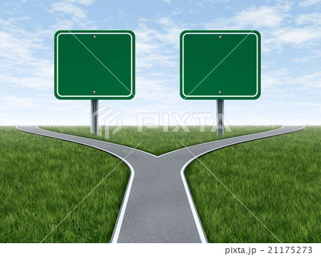 Cross Roads With Blank Signs 21175273