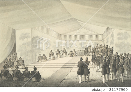 アンティークイラスト「ペリー日本遠征記」(1856) のイラスト素材
