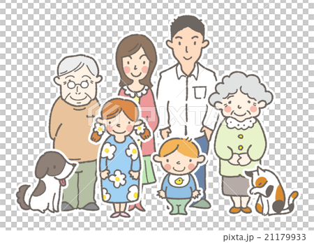 Three-family Family + Pet - Stock Illustration [21179933] - Pixta