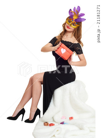 Young woman in black evening gown Young woman in black evening gown 21181271