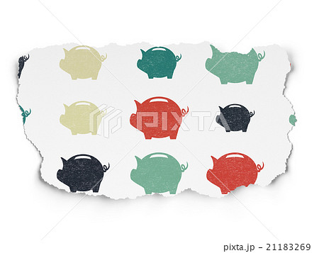 Money concept: Money Box icons on Torn Paper 21183269
