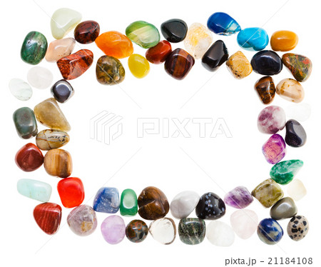 rectangular frame from natural mineral gemstones 21184108