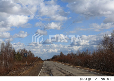 Autumn road and sky with clouds Autumn road and sky with clouds 21190161