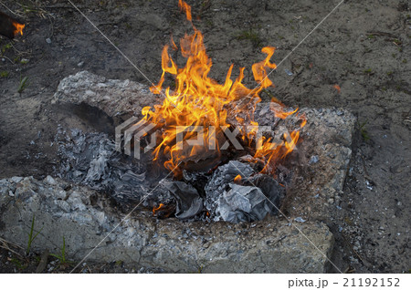 Burning office white paper in bonfire Burning office white paper in bonfire 21192152