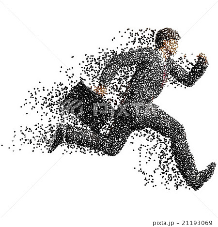 Running businessman made of scattered balls 21193069