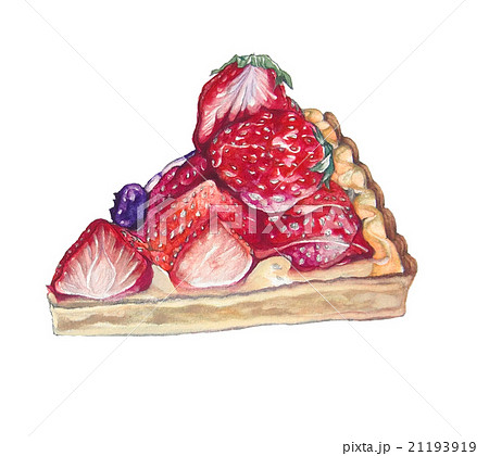 イチゴのタルトの水彩画イラストのイラスト素材 21193919 Pixta