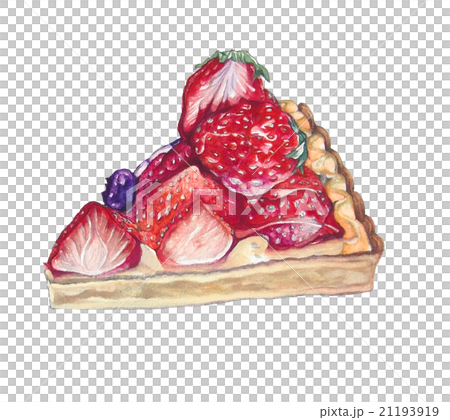 イチゴのタルトの水彩画イラストのイラスト素材