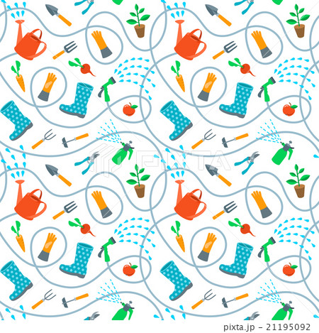 Gardening tools and fruits flat seamless pattern Gardening tools and fruits flat seamless pattern 21195092